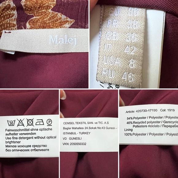 Maroon Orange Autumn Floral Chiffon Mockneck Midi Maxi Fit & Flare Modest Dress - Picture 17 of 17